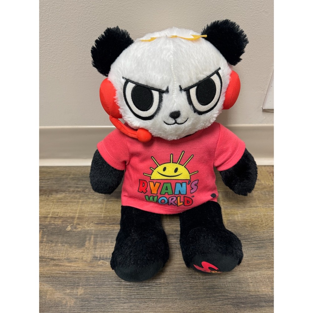 Build-A-Bear Ryans World Combo Panda Plush with Headphones and Red Shirt 16in